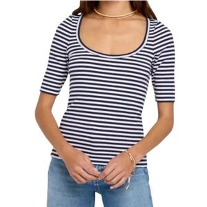 FAHERTY Freestyle RIb Knit Top In Navy Desi Stripe size XXL